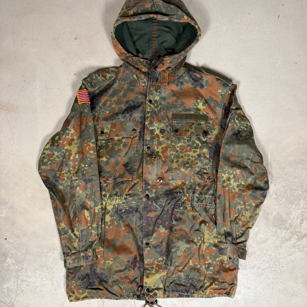 Vintage 1994 German Flecktarn Camo Parka H. Winnen GMBH Military Jacket Mens L